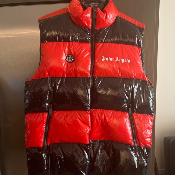 Moncler Jackets \u0026 Coats | Moncler x Palm Angels Blackred Puffer Vest | Color: Red | Size: L | Livelikethis999's Closet